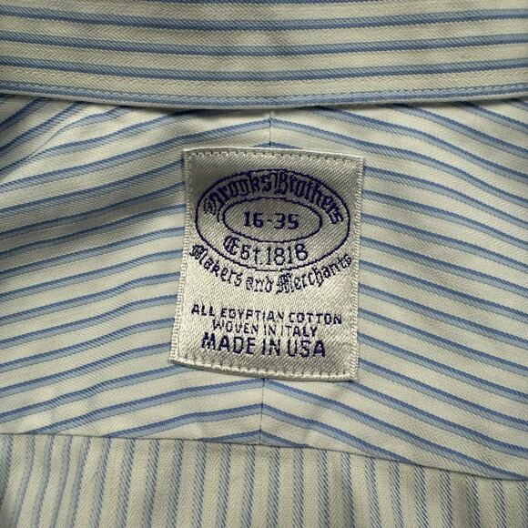 Brooks Brothers Egyptian Vintage 16/35 Men's Button Down Pinstripe Long Sleeve - Picture 4 of 8